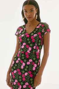 Joseph Ribkoff: Joseph Ribkoff Floral Embroidered Flounce Dress / 251762