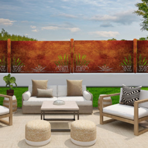 Balustrades Low Deck Fences: Toe Toe With Koru - Kiwi Bush Canvas Balustrades ( 1735 x 1100 mm )