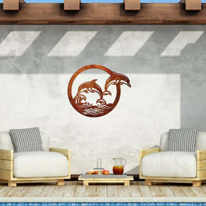Splashing Dolphins- Laser cut wall Art
