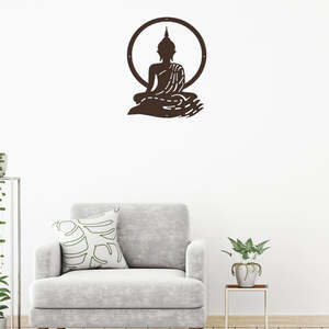 Powder Coated Metal Wall Art: Buddha In Meditation - Laser Cut Metal Wall Art