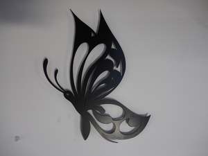 Powder Coated Metal Wall Art: Powder Coated Butterfly Side - Laser cut wall & garden decorations (Clearance)