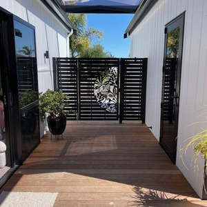 Laser Cut Fence Panel - Half NZ Flowers & Leaves with Straight lines