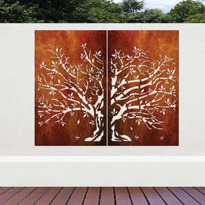 Black Friday Deal - Corten Steel Architectural Screens  - Autumn Whisper Set Of 2