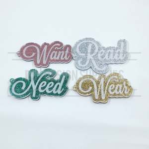 Acrylic - 3 Inch Read, Wear, Want, Need - Glitter