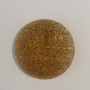 Acrylic Blanks Glitter: Acrylic - 2.5 inch Circle Gold Glitter
