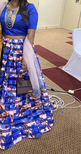 Womens Marketplace: Blue and Baby Pink Floral Lengha FOR SALE