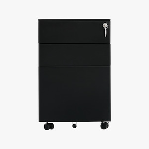 Office Storage Cabinet: File Mobile Storage Unit - Matte Black