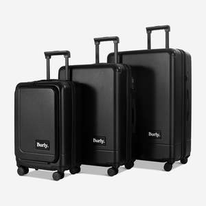 Sale: [Display] Burly Original Luggage Set of 3 Bundle - Ultra Black (Pick up in Auckland only)