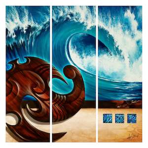 Aqua Surf - Canvas Triptych Print