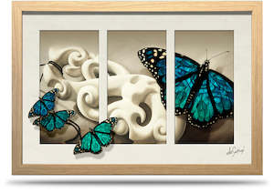 Peaceful Journey Aqua - 24"x36" Framed Canvas Triptych