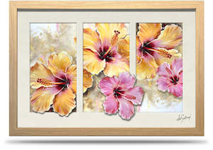 Hibiscus - 24"x36" Framed Canvas Triptych