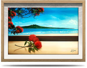 A2 Framed Canvas Prints Horizontal: Pohutukawa Splendour - A2 Framed Canvas Print