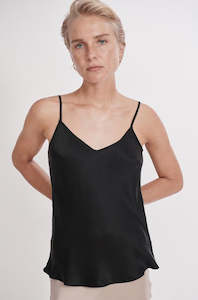 Silk Laundry: Silk Laundry Bias Cut Cami Black