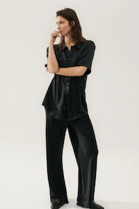 Silk Laundry: Silk Laundry Bias Cut Pants Black