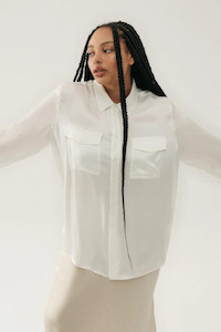 Silk Laundry: Silk Laundry Boyfriend Shirt White