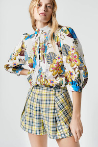 Smythe: Pleated Short Lime Plaid