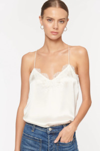 The Racer Charmeuse Cami White