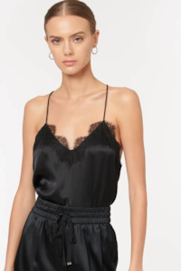 The Racer Charmeuse Cami Black