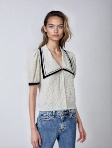 The Polka Dot Sailor Blouse Cream Multi