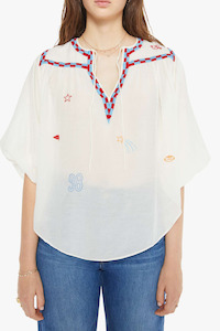 The Breeze Yoke Top Last Lap Whisper White