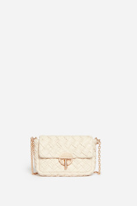Vanessa Bruno: Small Braided Leather Moon Bag Ivory