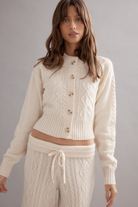 Cable Knit Cardigan Ivory