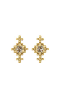 Jewellery: Indie Studs Gold | Peach Zircon