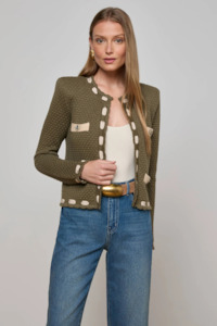 Astor Cardigan Army/Biscuit