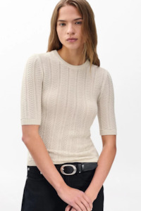 Knitwear: Francesca Merino SS Sweater Oatmeal