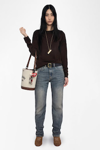 Knitwear: Cici Patch Jumper Dark Chocolate