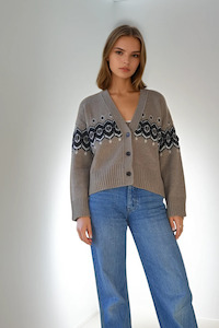Fair Isle Cardigan Tan