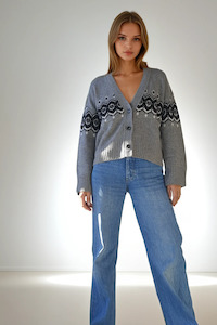 Fair Isle Cardigan Heather Grey