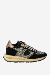 Footwear: Tropez Haute Low Woman Glitter Daim Noir
