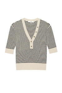 The Stripe V-Neck Sweater Cream Multi