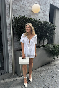 Caitlin Crisp: Little Darling Blouse White Linen