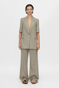 Camilla And Marc: Arnelle Short Sleeve Blazer Natural Pinstripe