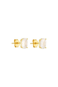 Jewellery: Oval Studs Gold/ Clear