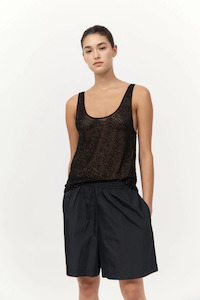 Tanks: Glass Beaded Mesh Top Jet Black