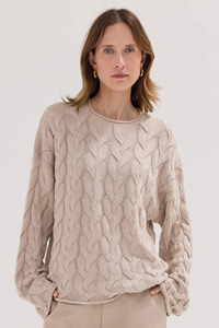 Knitwear: The Cable Knit Jumper River Pebble
