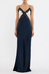 Dresses: Aumoe Maxi Cream/Navy Dark