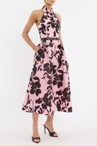 Connie Halter Midi Dress Print