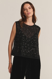 Tops: Serena Sequin Tank Black