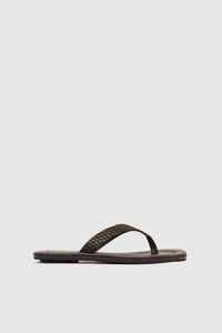Footwear: Lattice Weave Thong Coffee
