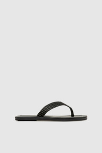 Footwear: Lattice Weave Thong Black