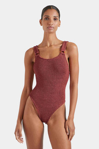 Swimwear: Domino Swim Metallic Rosewood