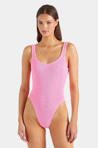 Swimwear: Square Neck Swim Bubblegum