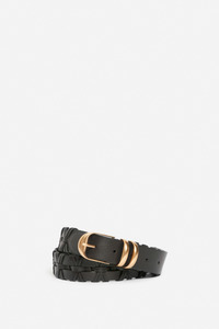 Vanessa Bruno: Black Braided Leather Belt 30mm