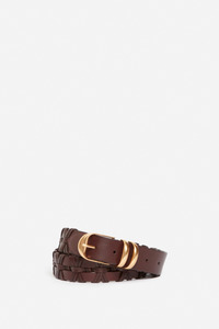 Vanessa Bruno: Brown Braided Leather Belt 30mm