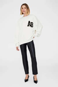Anine Bing: Miles Oversized Sweatshirt Letterman Off White