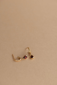 Ophelia Hoops 22k Gold Vermeil Pear Garnet